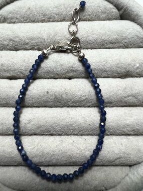 Sterling Silver Blue Sapphire Beaded Bracelet